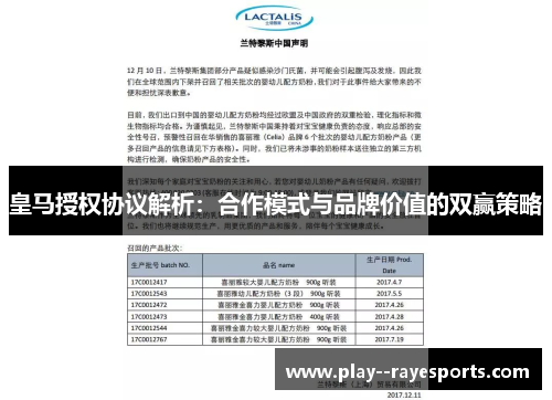 皇马授权协议解析：合作模式与品牌价值的双赢策略